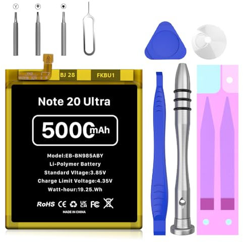 EB-BN980ABY Batterie de rechange haute capacité pour Samsung Galaxy Note 20 (N980F), Galaxy Note 20 5G (N981B) avec kits d'outils de réparation 5000 mAh