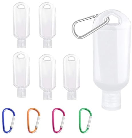 5pcs Clear Portable Travel Bottles,Hand Sanitizer Containers,50ml Refillable Travel Bottle Portable with Hook,Leakproof Travel Bottles for Hand Sanitizers,Disinfectant Alcohol,Liquids,Toiletries