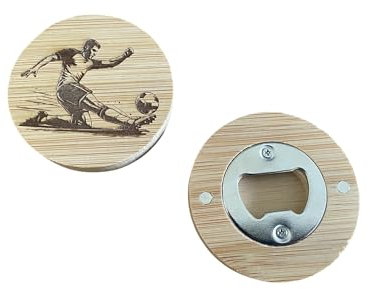 Ashton and Finch Wooden Beer Bottle Opener – Football Design Fridge Magnet – Novelty Beer Gift and Present for Men