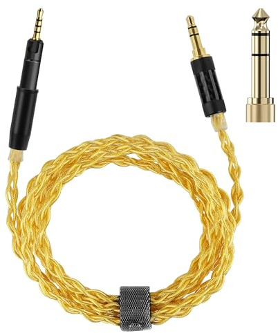 TOCCOOL 3.5mm to 2.5mm Audio Cable with 6.35mm Adapter, OCC Copper Braided Cord for Sennheiser HD620S/HD599/HD598/HD560S/HD400PRO, HIFI DAC AMP, Audiophile Cable (Gold, 4.9ft/1.5m)