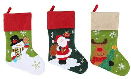 Bosiyrggrl 3PCS Personalized Christmas Stockings Christmas Stockings Family Ornament for Xmas Holiday Decoration