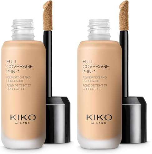 KIKO Milano Full Coverage 2-In-1 Foundation & Concealer 30 Wb55, 2-In-1-Foundation Mit Concealer, Hohe Deckkraft (Packung mit 2)