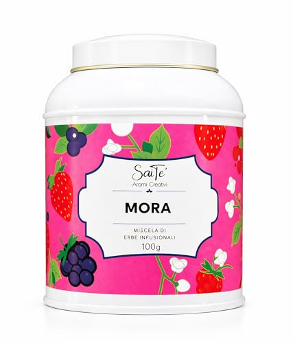 SaiTè Tisana frutti rossi MORA 100g, Tisane sfuse ai frutti rossi con tè nero cacao e mirtillo, infuso intenso e avvolgente - Made in Italy