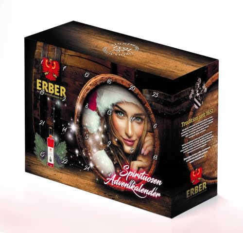 ERBER Schnaps- und Likör Adventskalender - 24 Miniaturen - (24x0,02l) - aus Tirols ältester Brennerei - hochwertiger Spirituosen Adventkalender für Männer & Frauen - Geschenkidee