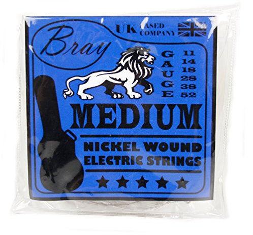 Bray Medio níquel Wound Cuerdas para guitarra eléctrica (11-52) perfecto para Fender, Gibson, Ibanez, Yamaha y Squier guitarras eléctricas - Incluye vinilo etiqueta