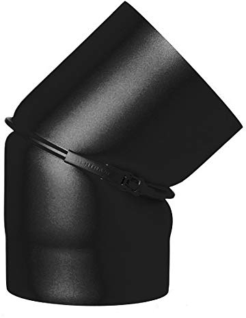 Ofenrohr 2mm 150mm 45° Bogen verstellbar 0-45° ohne Tür Schwarz