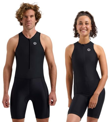 Rogelli Florida Triathlonanzug | Race-Passform | Dynaflex-Gewebe | Für Triathlon Wettkämpfe | DREI Rückentaschen, Schwarz (Black)