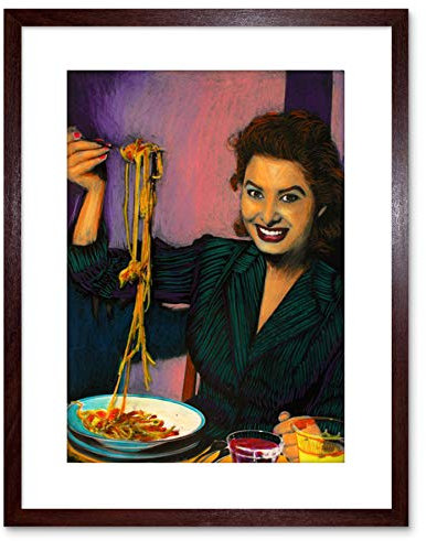 Wee Blue Coo Kunstdruck, gerahmt, Motiv: Sophia Loren, Film-Schauspielerin Eating Spaghetti F97 x 724