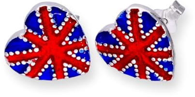 Boucles d'Oreilles Drapeau Anglais en Argent 925/1000 et Email