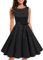 Gardenwed Robe de Soirée Cocktail Vintage Femme Années 40 50 60 Pin up Style Audrey Hepburn Rockabilly Swing Col Rond sans Manche Black M