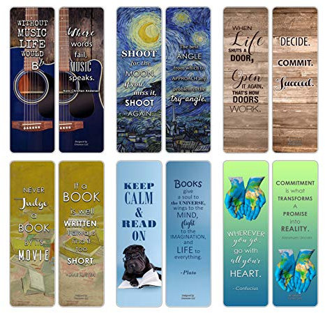 Creanoso Inspirierende Lesezeichen für Bücher (60er-Pack) – Positive Wisdom sortierte inspirierende Zitate Lesezeichen Karten Jane Austen – Motivierende Ermutigung – beste Qualität