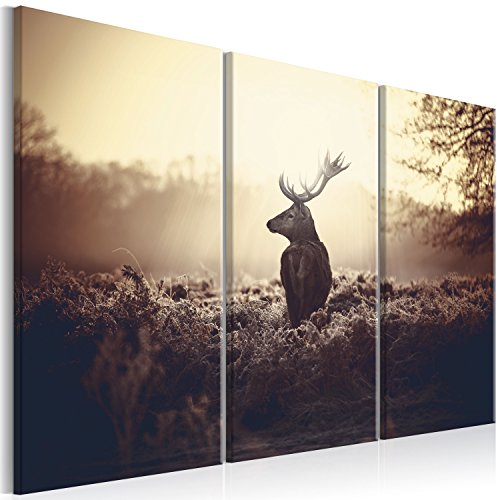 murando - Wandbilder XXL Hirsch 120x80 cm Vlies Leinwandbild 3 Teilig Kunstdruck modern Wandbilder XXL Wanddekoration Design Wand Bild - Natur Landschaft Tier g-B-0045-b-h