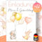 Olgs Ballon Party Einladungskarten mit Elefant & Hase, 12er Set, inkl. Umschläge, Ideal für Mädchen Kinder- & Babygeburtstag