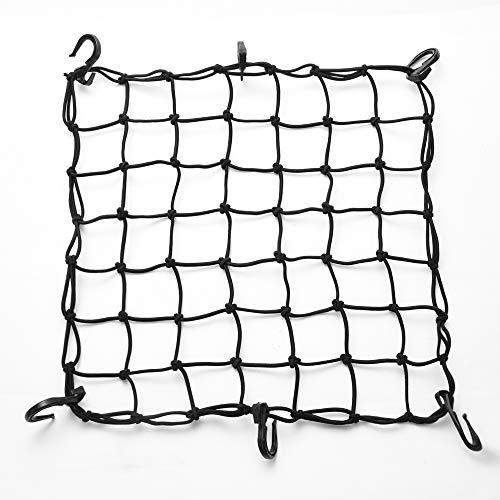 MICTUNING 40x40cm Motorrad Gepäcknetz Motorrad Netz Fahrrad Netz mit 6 Haken Strecket bis 76x76cm