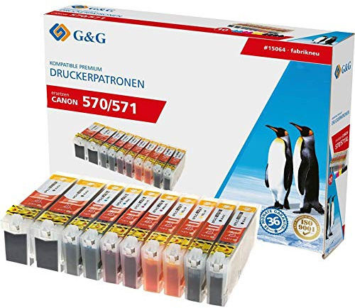 G&G Tinte kompatibel zu Canon PGI-570XL / CLI-571XL Je 2X Schwarz, Photo-Schwarz, Cyan, Magenta, Gelb