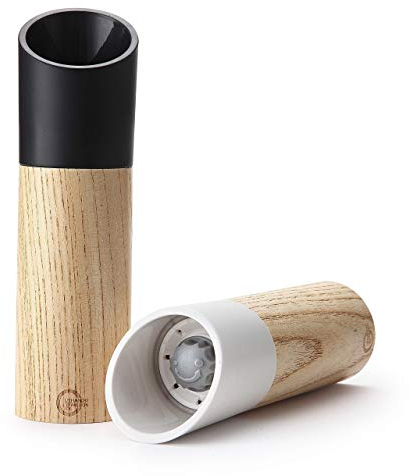 UTHANDO & PASSION Salz- und Pfeffermühle aus Holz (2er-Set) - Stufenlos verstellbares Keramikmahlwerk