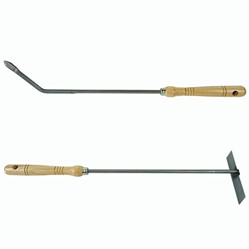 Kaminzubehör Set aus Stocheisen Feuerhaken mit Holzgriff Kaminbesteck Schüreisen Schürhaken Glutkratzer (1, Stocheisen+Feuerhaken)
