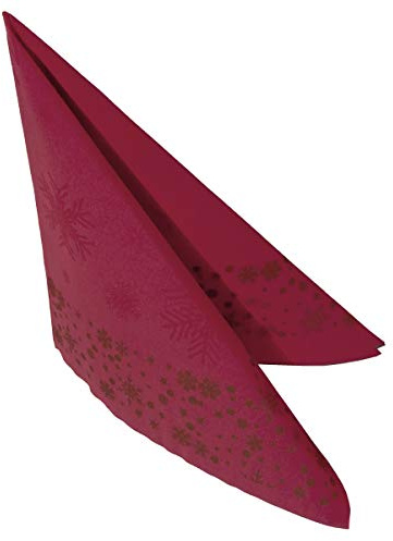 CHIC 50 Weihnachts-Servietten Airlaid 40x40cm Bordeaux mit Schneeflocken-Motiv
