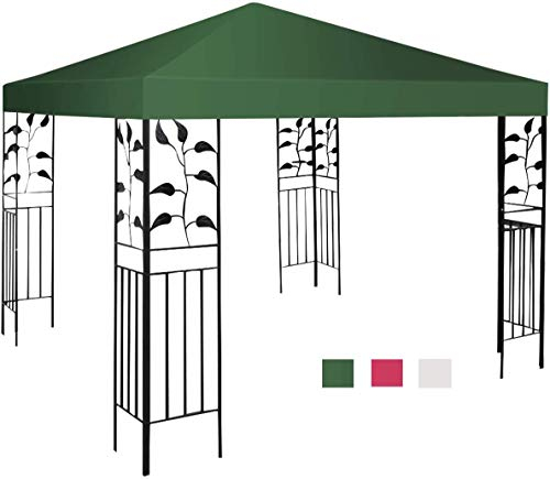 RELAX4LIFE Pavillondach Polyester, Ersatzdach für Pavillon, Pavillonplane wasserabweisend, Dachabzug UV-Schutz, Kaminabzug Farbwahl, Dachplane Gute Luftzirkulation, 3 x 3 m (Grün)