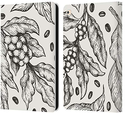 Head Case Designs Offizielle Haroulita Weihnachts Blumen Schwarz Und Weiss 5 Leder-Wallet-Hülle Kompatibel mit Apple iPad Air 2 (2014)