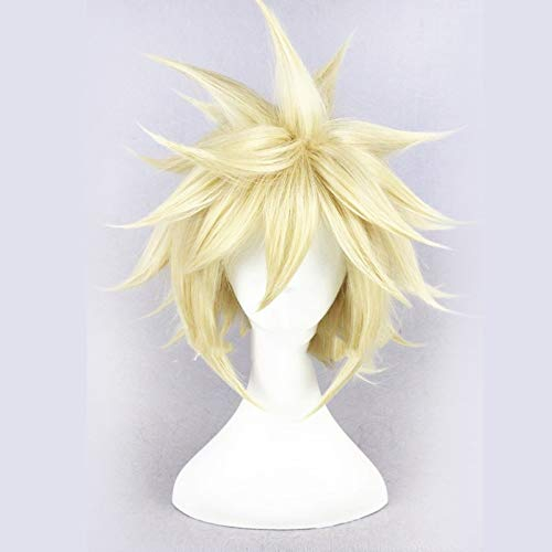Final Fantasy VII Cloud Strife Herren kurze blonde flauschige geschichtete glatte synthetische Haare Cosplay Perücken FF7 + kostenlose Perückenkappe