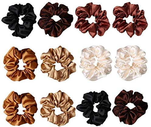 12 Pieces Hair Scrunchies, Elastic Satin Scrunchy Silk Scrunchies for Women Girls Hair Accessories