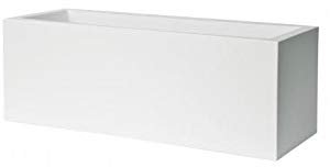 Jardinière blanche en forme de cube de 80 x 30 x 30 cm en plastique pour plantation.