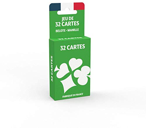 LA DUCALE Jeu de 32 Cartes - Jeu de belote, Manille, Poker Menteur, 19cm x 10cm x 1,5cm