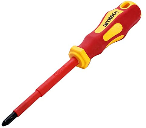 Amtech L0656 PH2 VDE Insulated Electrical Screwdriver – 100mm Phillips Tip, 1000V Rated, Chrome Vanadium Shaft