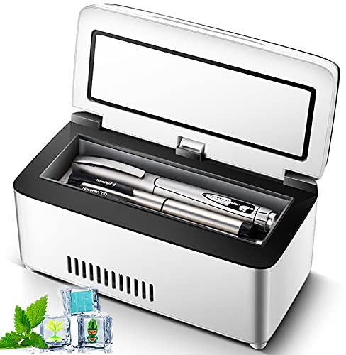 YNITJH L'insulina Portatile Frigo,Mini Frigorifero Refrigerato per Farmaci Frigorifero Care Diabete Mini Frigo 2-8 °C,Silenzioso e di Grande capacità,Casa,Viaggi,Campeggio,NoBattery