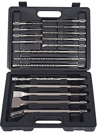 XPOtool SDS plus juego de 17 piezas brocas y cinceles para martillo perforador mampostería