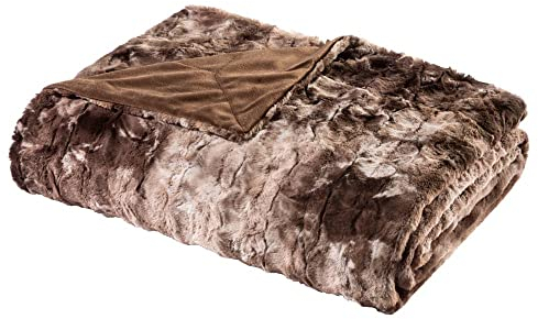 WOHNWOHL Flauschige Kuscheldecke in Nerzfelloptik • Felloptik Wohndecke • Sofadecke, Tagesdecke, Wohnzimmerdecke • Kunstfelldecke für Bett und Sofa • Größe: 130 x 170 cm • Farbe: Braun