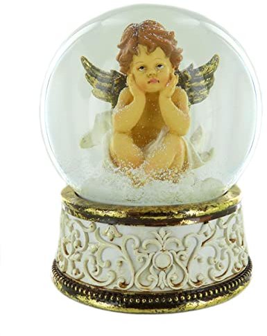 Weihnachtsmusikalische Schneekugel/Schneekugel mit Spieluhr, Engel und 18-Ton Federspielwerk - Ave Maria (Charles Gounod)