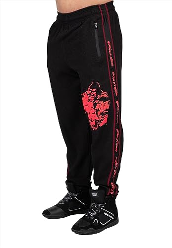 Gorilla Wear - Buffalo Old School Workout Pants - Schwarz/Rot - Bodybuilding und Fitness Bekleidung Herren Jogging Laufen bequem mit Logoaufdruck, XXL-3XL
