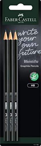 FABER-CASTELL 111182 - Bleistiftset 1111, Härtegrad HB, 3 Stück im Blister, Schwarz