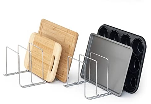 simplywire – Baking Tray and Chopping Board Racks – Pack of 2 - Pan Storage - Kitchen Cupboard Organiser – Chrome
