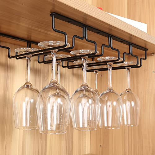 Uten Wine Glass Holder, Wine Racks, Hanging Wine Glass Rack, Stemware Rack with 4 Rows Can Hold 8-12 Wine Glasses, Wine Racks for Kitchen, Bar, Cafe