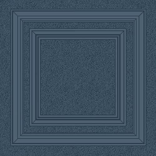 Belgravia Décor Blown Vinyl Panel Wallpaper - Modern Wallpaper for Living Room, Bedroom, Hallway - Decorative Luxury Wall Paper with Wood Carved Design & Textured Matte Finish, Blue