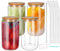 Glass Beer Can Cups with Lids, 4 Packs 16oz Glass Cup with Bamboo Lid and Straw, Can Shaped Glass Cups, Drinking Glasses with Bamboo Lids for Iced Coffee, Bubble Tea, Boba, Water, Juicing, Milk