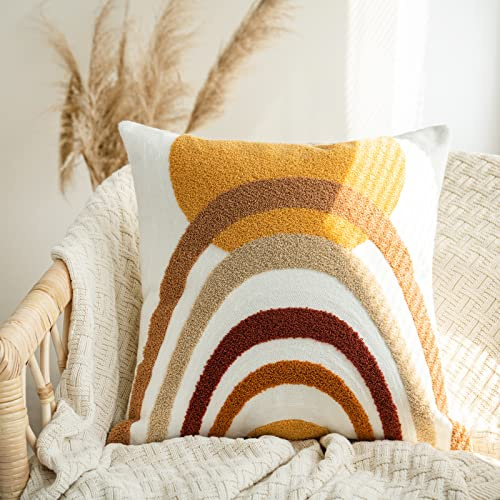 Smiling Onion Boho-Kissenbezug, modern, weich, gewebt, getuftet, neutraler Bezug, einfaches geometrisches strukturiertes Muster, dekorativ, abstrakt, für Bett, Couch, Sofa, Wohnzimmer, 1 Stück