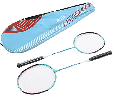Ausla X3 Sport Badmintonschläger Eisenlegierung Set 22 LBS Leichtgewicht Federballschläger mit Tragetasche für Erwachsene Einsteiger Training,Türkis