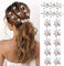 12 Pcs Perla Pequeña Pinza Horquilla, Mini Pinzas para el Cabello con Perlas y Forma de Flor, Sujeción Metálica para Niñas, Chicas y Mujeres