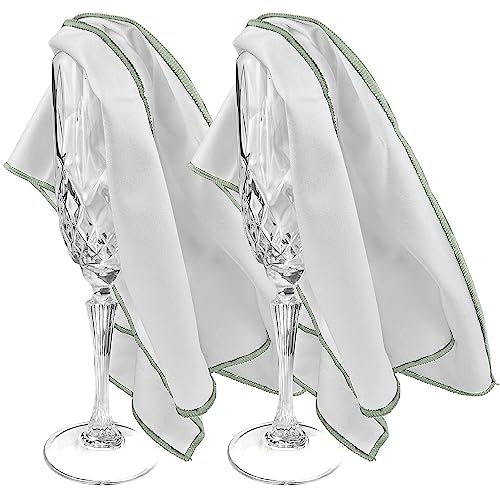 Wine Chic The 2-Pack Premium Microfiber Wine Glass Polishing Cloths, Large Lint-Free Drying Towels for Glasses, Stemware, Glassware, Camera Lenses, This Design 20 Inch X 25 Inch (Grey)