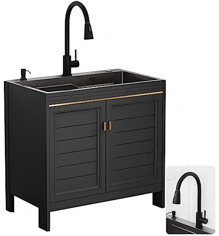 Lavello da Cucina Indipendente Lavatoio da Esterno Inossidabile Vasca Singola con Rubinetto Lavello da Incasso Profondo 20 cm per Garage Lavamani Industriale La Casa Ristorante Giardino ( Size : 65x45