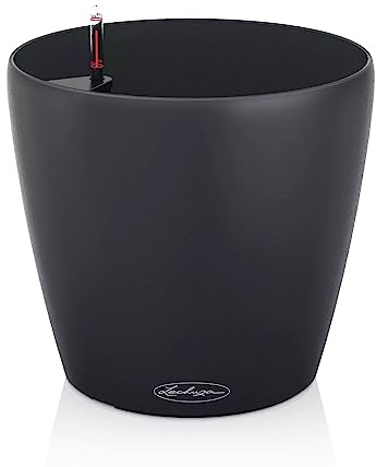 Lechuza Classico Color ECO 43 Pot de Fleurs en Plastique PCR à arrosage Automatique avec indicateur de Niveau d'eau Gris foncé 42 x 39,5 cm 33 l