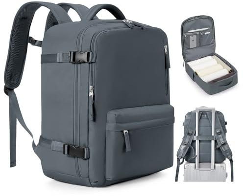 Sac à dos Bagage Cabine 45x36x20 pour Easyjet sous siège Sac de Voyage Cabine Avion Bagage à Main Sac à Dos Ordinateur Femme Homme Imperméable Sac-Avion de Grand capacité,Z7-Gris Bleu