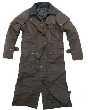 Australien Style Drover Outdoor Wachsmantel wasserfestes Ölzeug- Allwettertauglich mit herausnehmbarem Innenfutter, Klassisch mit Druckknöpfen und Schultercape