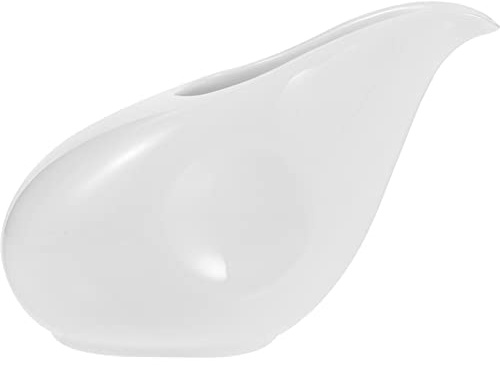 Salsera de cerámica blanca de porcelana, salsera de cerámica para café, leche, salsas, ensalada, microondas y congelador ()