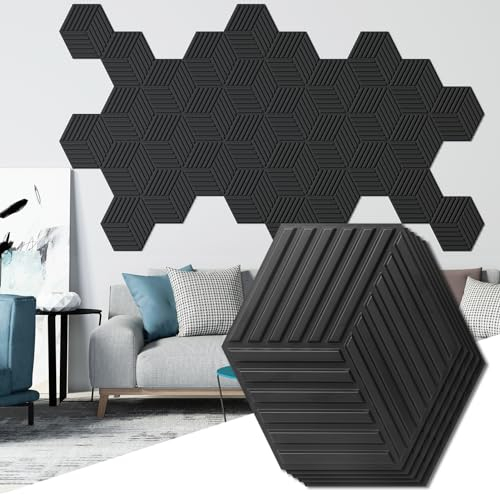 Art3d 33 Stück 3D Wandpaneele PVC Wandverkleidung 3d paneele gaming wandpaneele Schwarz Innenwanddekoration Wohnzimmer Schlafzimmer TV-Wandhintergrund 30x30cm