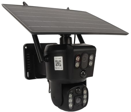 Tbest Überwachungskamera mit Dual Objektiv, Solarkamera für Auße 4K 8MP 4G Outdoor WLAN Solar Überwachungskamera mit Vollfarb Nachtsicht Bidirektionale Sprach Gegensprechanlage Humanoide